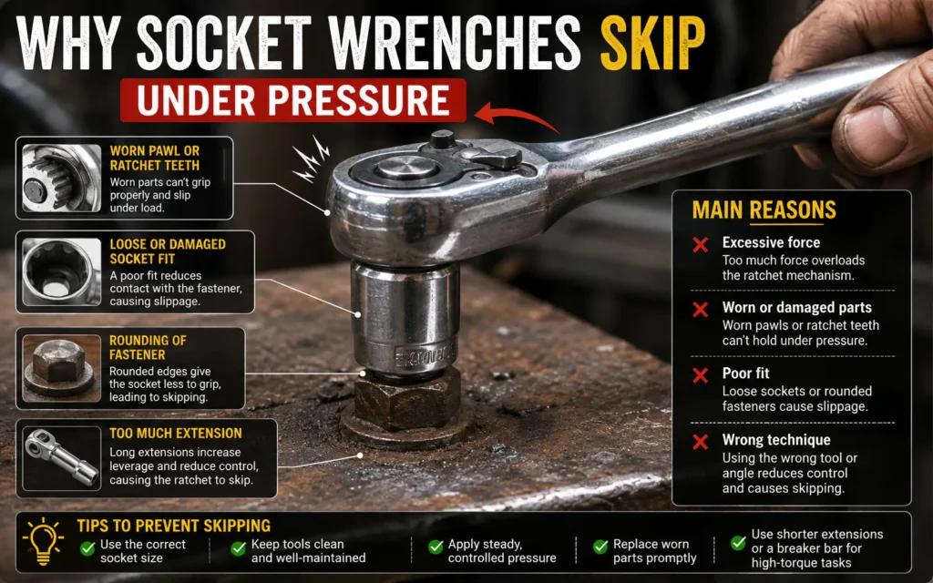 Why Socket Wrenches Skip Under Pressure: Causes and Fixes